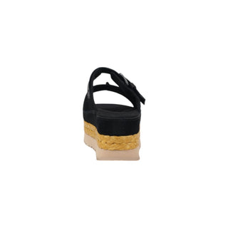 Sandalias plataforma negras de ante y cuero