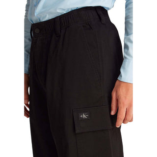 Pantalones cargo de algodón negro  