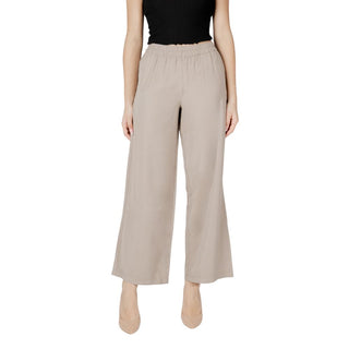 Beige Viskose Freizeithose