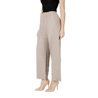 Beige Viskose Freizeithose
