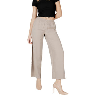 Beige Viskose Freizeithose