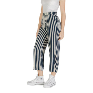 Blaue Viskose-Cropped-Hose
