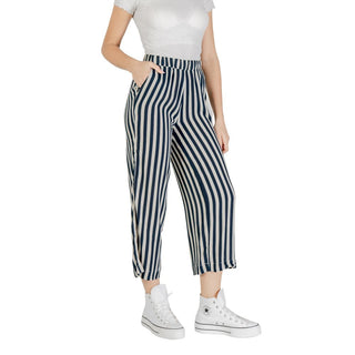 Blaue Viskose-Cropped-Hose
