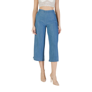 Blaue Lyocell Cropped Pants