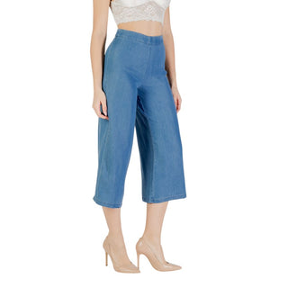 Blaue Lyocell Cropped Pants