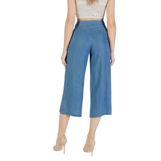 Blaue Lyocell Cropped Pants