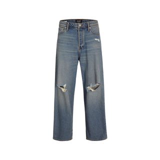 Jeans de algodón azul de corte relajado  