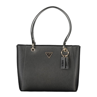 Bolso de mano negro de poliuretano para mujer
