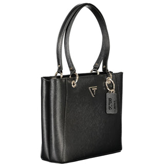 Bolso de mano negro de poliuretano para mujer