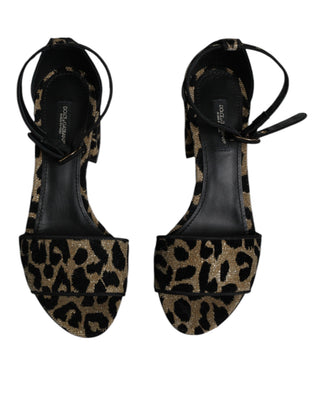 Gold Leopard Ankle Strap Heels Sandalen Schuhe