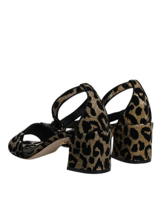 Gold Leopard Ankle Strap Heels Sandalen Schuhe