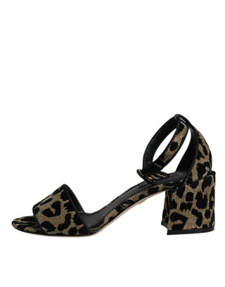 Gold Leopard Ankle Strap Heels Sandalen Schuhe