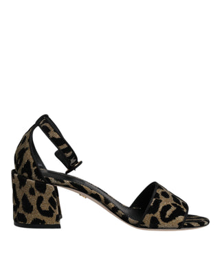 Gold Leopard Ankle Strap Heels Sandalen Schuhe