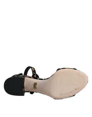 Gold Leopard Ankle Strap Heels Sandalen Schuhe