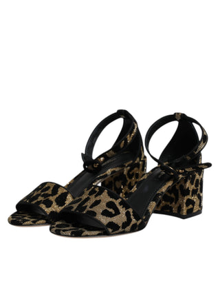 Gold Leopard Ankle Strap Heels Sandalen Schuhe
