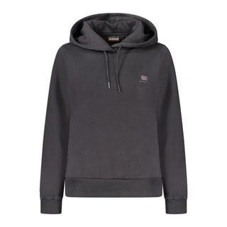 Schwarzer Damen-Kapuzenpullover aus Baumwolle