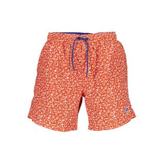 Red Polyester Men's Swim Boxer