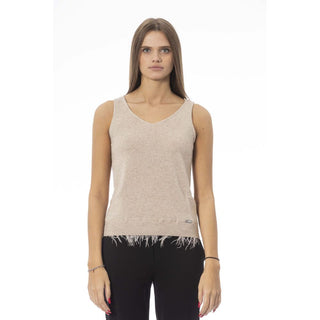 Top de lana beige para mujer