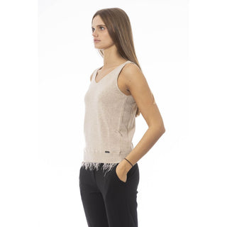 Top de lana beige para mujer