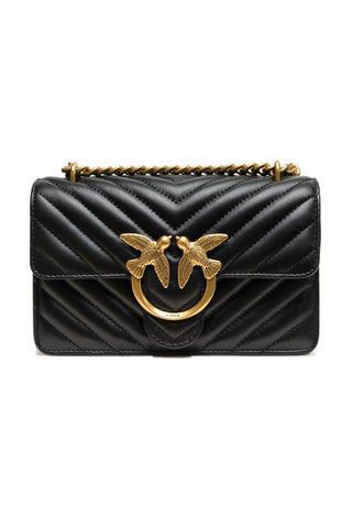 Bolso mini de hombro Love One de cuero negro