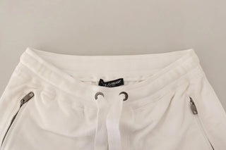 Pantalones deportivos de algodón blanco con parche de logo