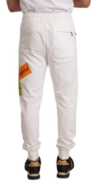 Pantalones deportivos de algodón blanco con parche de logo