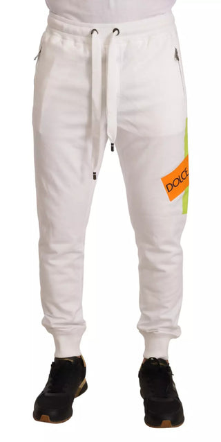 Pantalones deportivos de algodón blanco con parche de logo
