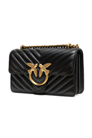 Bolso mini de hombro Love One de cuero negro