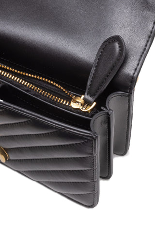 Bolso mini de hombro Love One de cuero negro