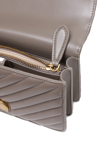 Grey Leather Love One Mini Shoulder Bag