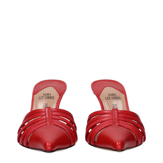 Rote Leder High-Heel-Sandalen