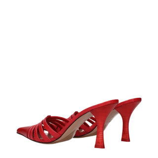 Rote Leder High-Heel-Sandalen