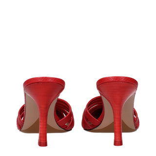 Rote Leder High-Heel-Sandalen