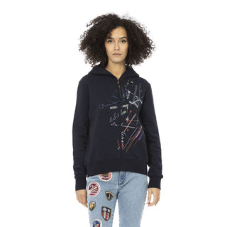 Blaues Baumwoll-Damensweatshirt
