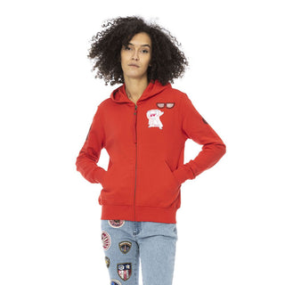 Rotes Damen-Sweatshirt-Oberteil aus Baumwolle