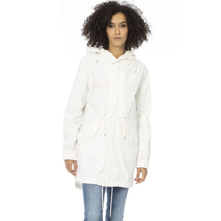 Weißer Baumwollparka für Damen