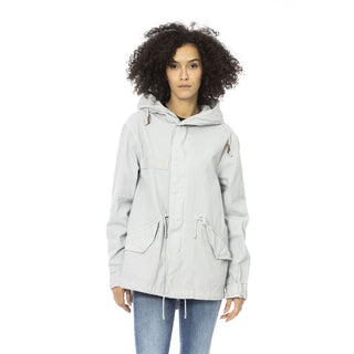 Silberner Damen-Parka aus Baumwolle