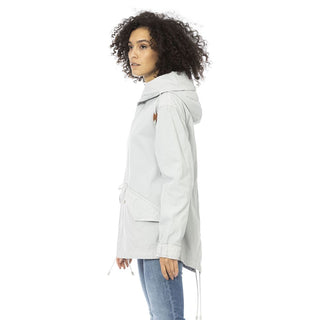 Silberner Damen-Parka aus Baumwolle