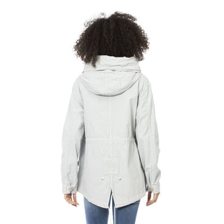 Silberner Damen-Parka aus Baumwolle