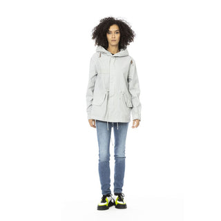 Silberner Damen-Parka aus Baumwolle