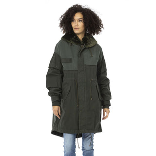 Grüner Baumwollparka für Damen