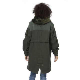 Grüner Baumwollparka für Damen