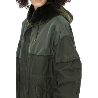 Grüner Baumwollparka für Damen