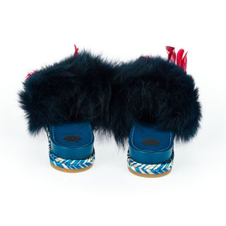 Blaue Damen-Sandale aus Lammleder