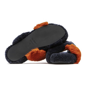 Damen-Sandalen aus blauem Kaninchenfell