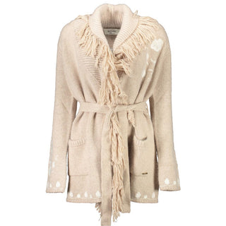 Beige Polyamid Damen Strickjacke