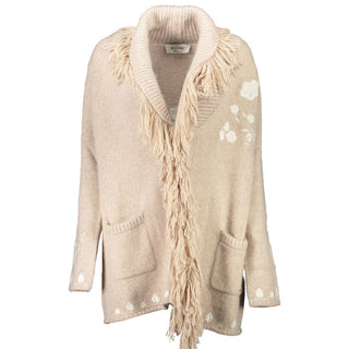 Beige Polyamid Damen Strickjacke
