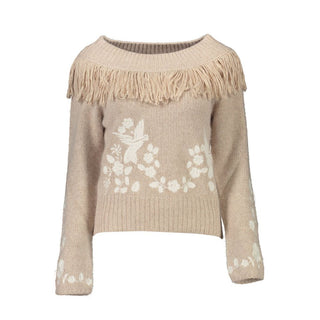 Beige Viskose Damenpullover