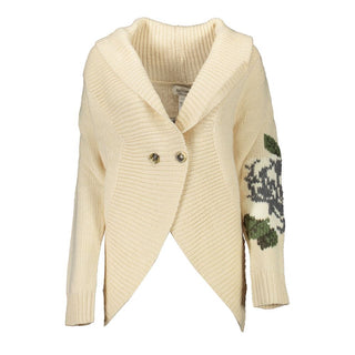 Beige Acryl-Damenstrickjacke