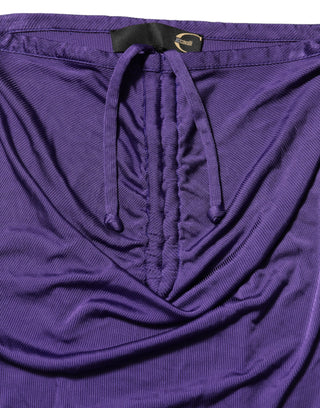 Purple Viscose Elastane Strapless Bodycon Dress